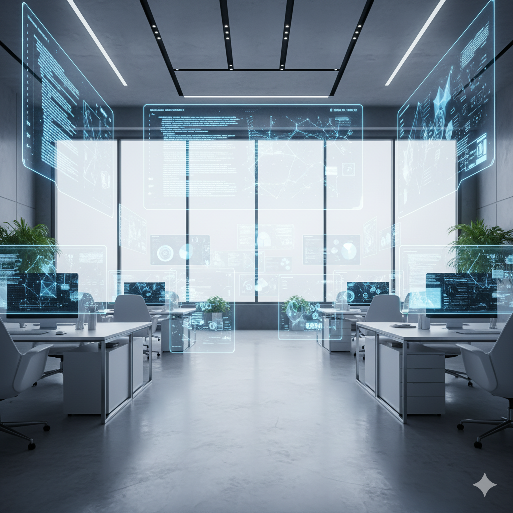 st4system オフィス - AIテクノロジーを活用した未来的なワークスペース